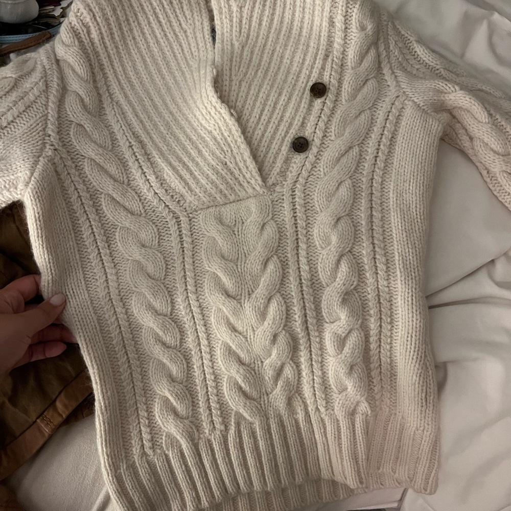 Chunky cable knit cream pullover sweater. Ralph Lauren RUGBY size S